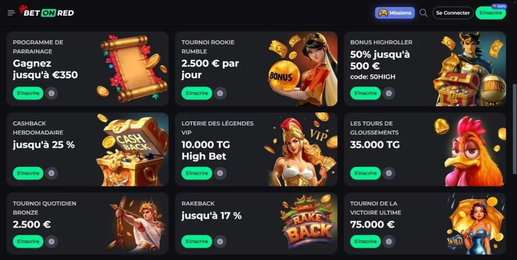 BetOnRed Casino mobile view