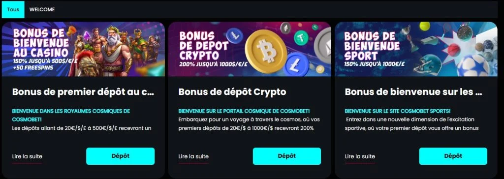 Cosmobet Casino desktop view