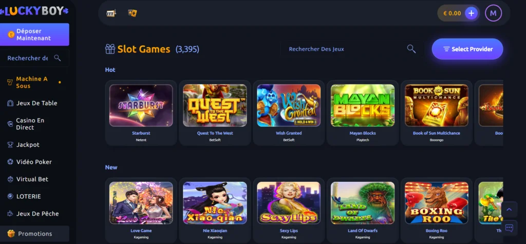 LuckyBoy Casino desktop view