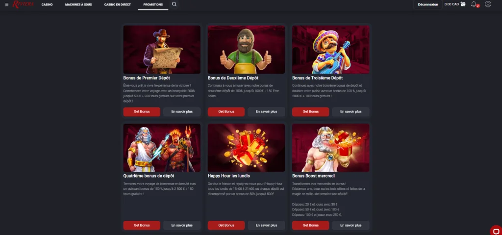 Riviera Casino mobile view