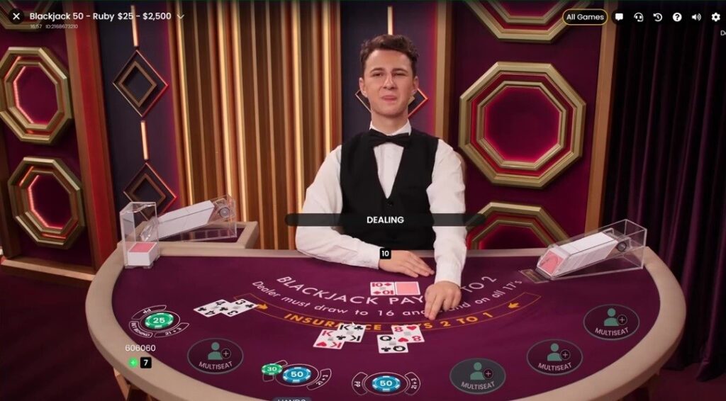 croupier en direct Blackjack Ruby Pragmatic Play