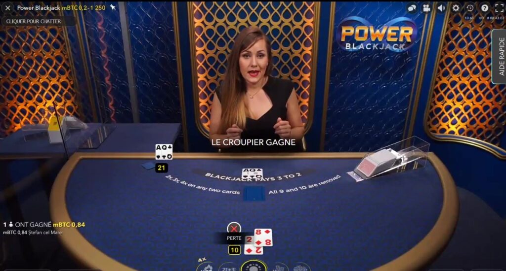 croupier gagne Power Blackjack Evolution Gaming