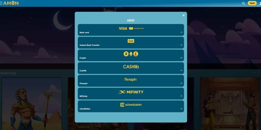 amon casino modes de Dépôts