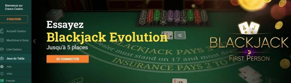 Cresus Casino blackjack evolution