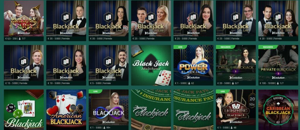 jeux blackjack live