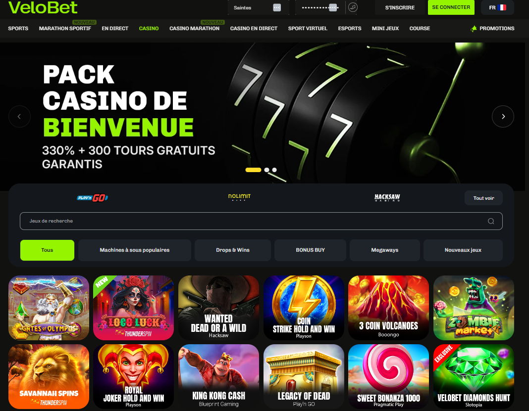 S'inscrire sur Velobet Casino 